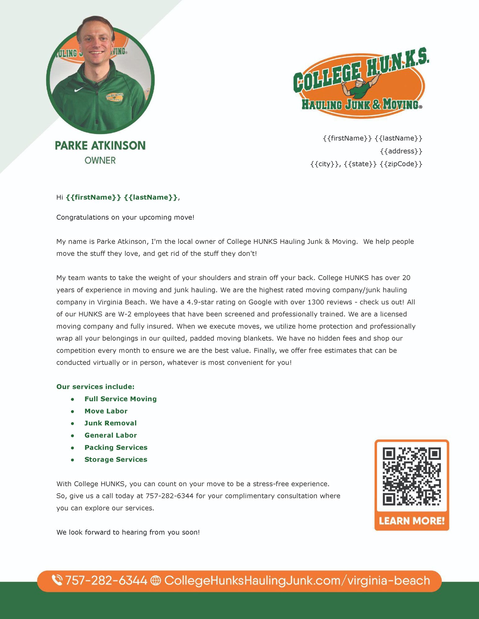 Parke Atkinson Letter